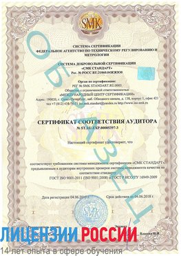 Образец сертификата соответствия аудитора №ST.RU.EXP.00005397-3 Саки Сертификат ISO/TS 16949